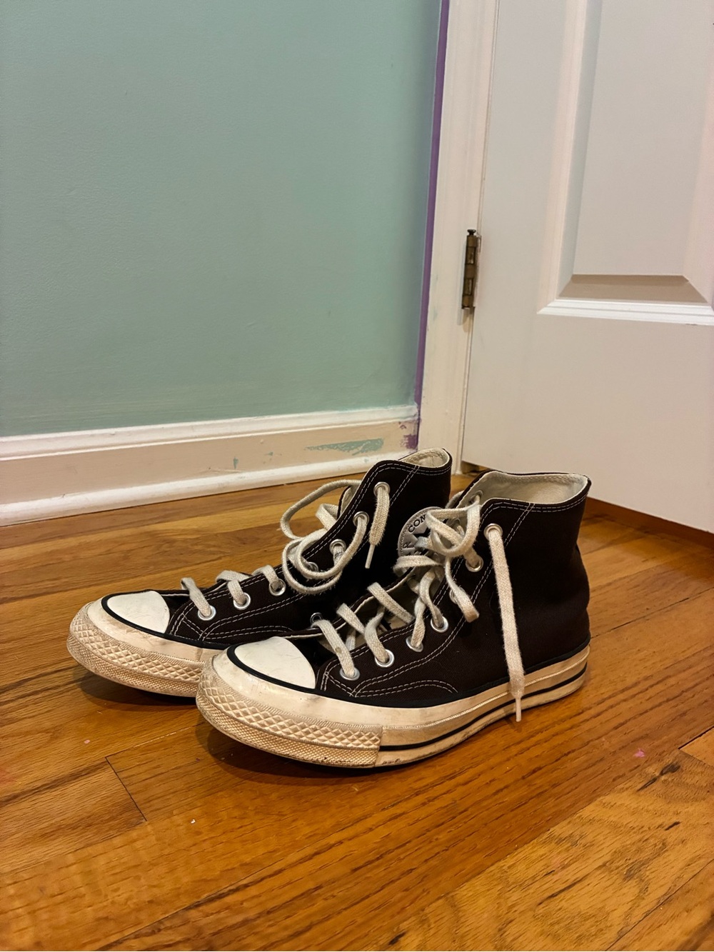 Brown high top converse